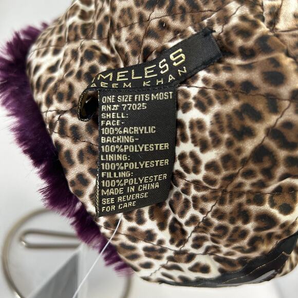 Vintage Timeless Naeem Khan Purple Faux Fur Cloche Hat NWT - Picture 6 of 7